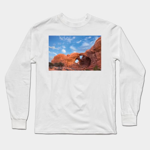 Double Arch Arches National Park Long Sleeve T-Shirt by RhysDawson